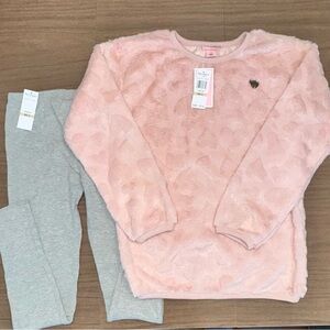 JUICY COUTURE Girls Pink Fuzzy Sweater and Gray Leggings Set SZ 12 NWT